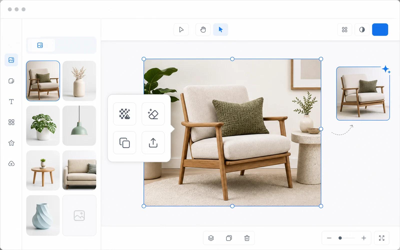 Alur kerja Codia Studio setelah upscale gambar