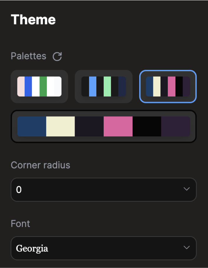 Codia 的 AI UI 设计生成器提供高级调色板和主题功能，用于个性化设计系统