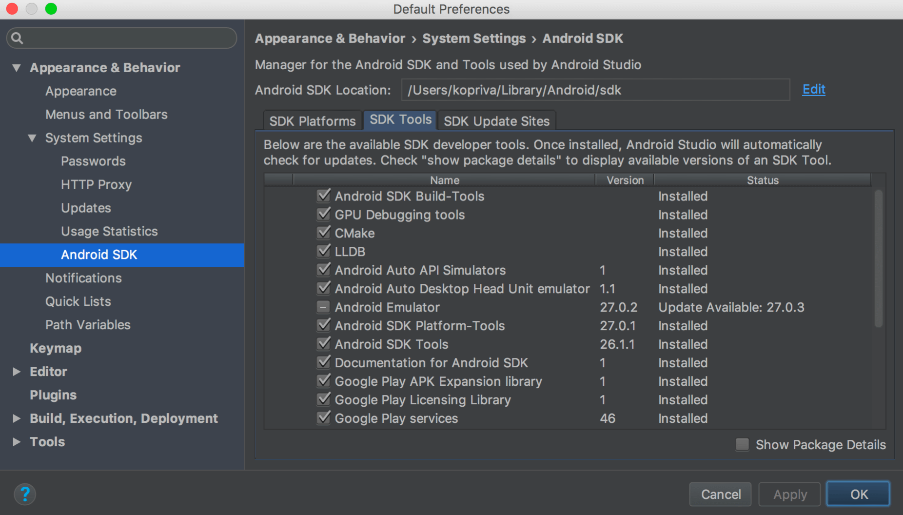 Android Studio Old Version SDK Manager